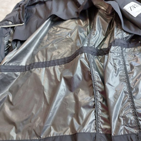 Zara Men's Black Thermore Traveler Full Zip Wind Breaker Jacket Size M - Picture 12 of 13